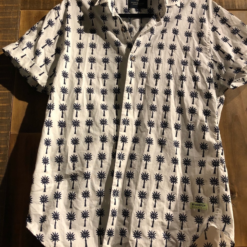 Scotch & Soda white palm print shirt